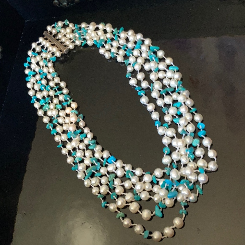 Real Turquoise and Pearl necklace